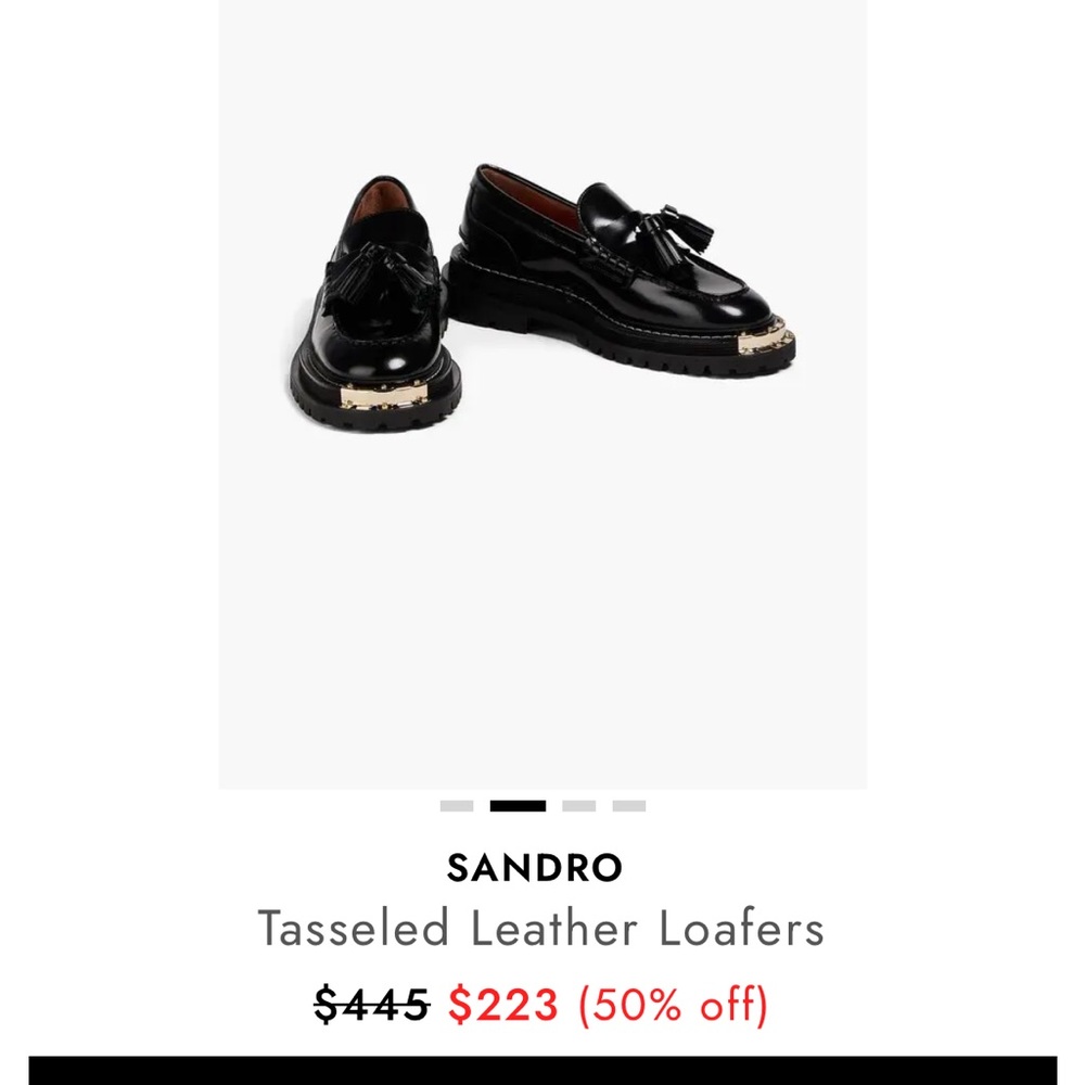 Sandro Glossy Black Leather Loafers